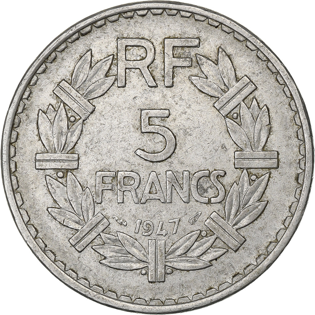 France, 5 Francs, Lavrillier, 1947, Paris, Aluminum, EF(40-45), Gadoury:766a