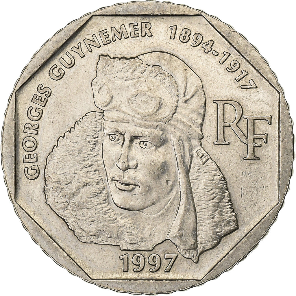 França, 2 Francs, Guynemer, 1997, Paris, Níquel, AU(55-58), Gadoury:550
