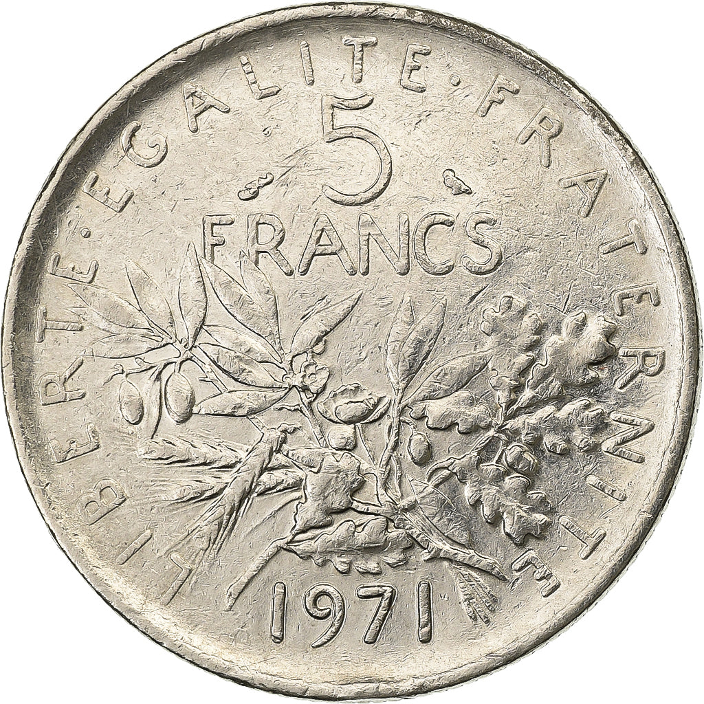 Frankreich, 5 Francs, Semeuse, 1971, Paris, Nickel Clad Copper-Nickel, SS+