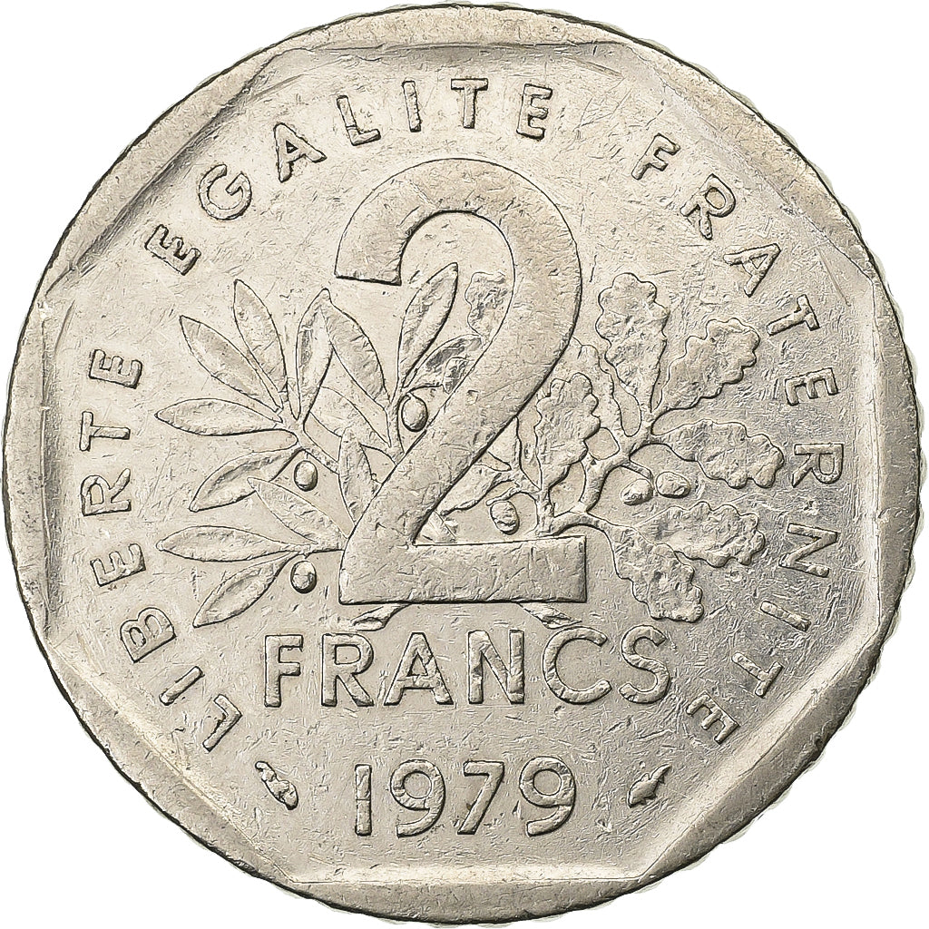 Francia, 2 Francs, Semeuse, 1979, Paris, Níquel, MBC, Gadoury:547, KM:942.1