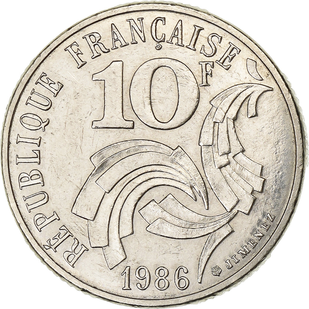 Frankreich, 10 Francs, Jimenez, 1986, Paris, Nickel, VZ, Gadoury:824, KM:959