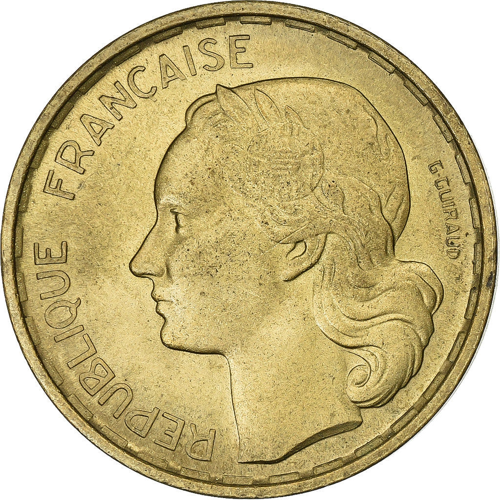 Francia, 20 Francs, Guiraud, 1950, Paris, Alluminio-bronzo, BB, Gadoury:865