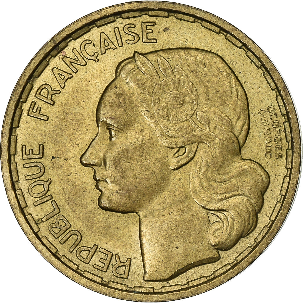 França, 20 Francs, Guiraud, 1950, Paris, Alumínio-Bronze, EF(40-45)