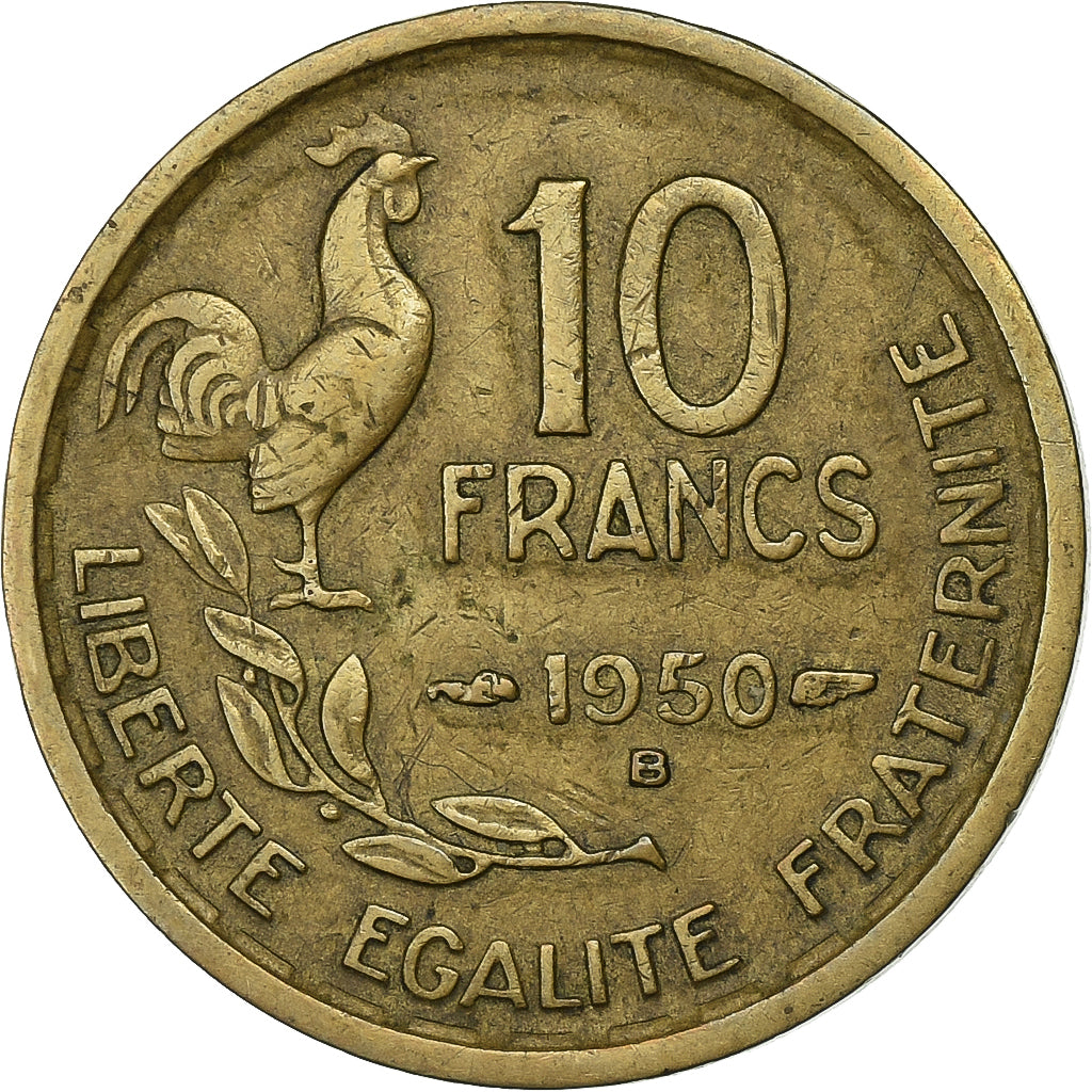 Frankreich, 10 Francs, Guiraud, 1950, Beaumont - Le Roger, Aluminum-Bronze, SS