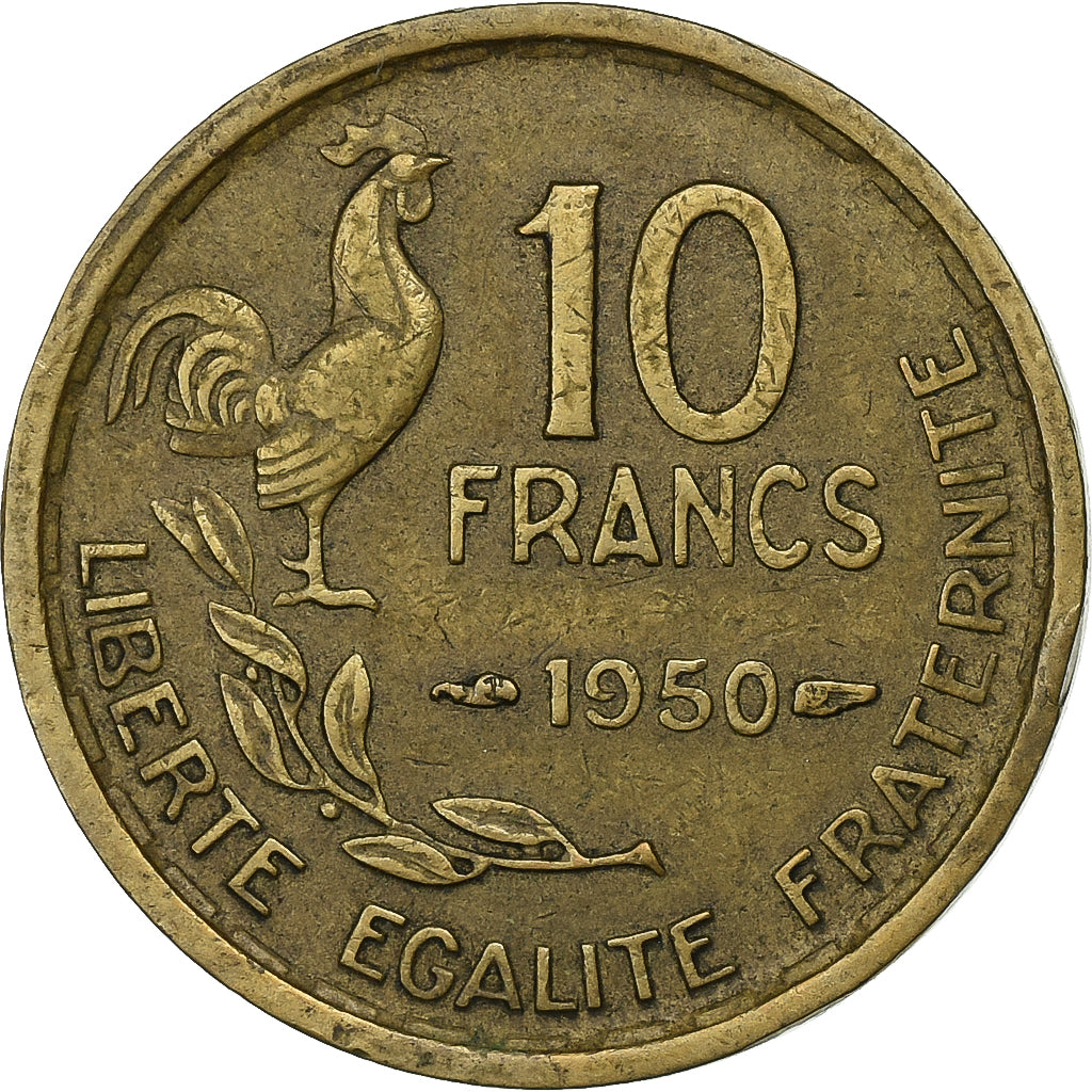 Francia, 10 Francs, Guiraud, 1950, Paris, Alluminio-bronzo, BB, Gadoury:812