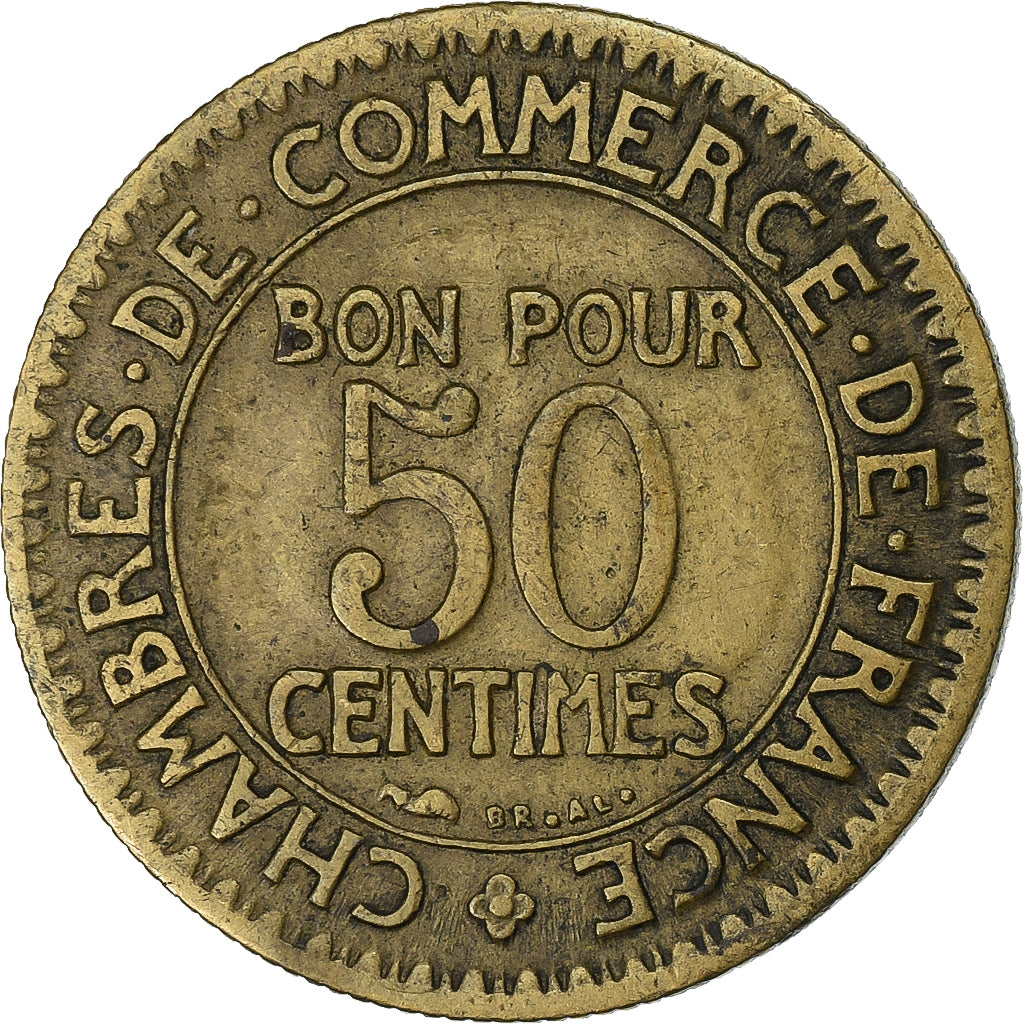France, 50 Centimes, Chambre de commerce, 1922, Paris, Bronze-Aluminium, TTB