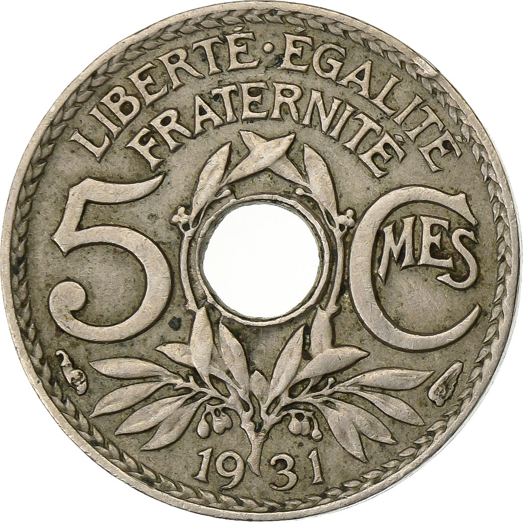 France, 5 Centimes, Lindauer, 1931, Paris, Copper-nickel, EF(40-45)