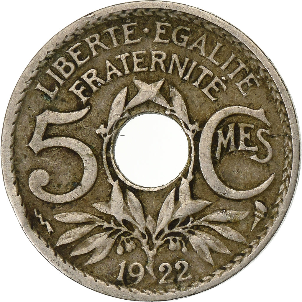 Frankreich, 5 Centimes, Lindauer, 1922, Poissy, Kupfer-Nickel, SS, Gadoury:170