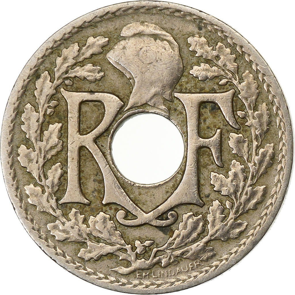 França, 5 Centimes, Lindauer, 1920, Paris, Rara, Cobre-níquel, EF(40-45)