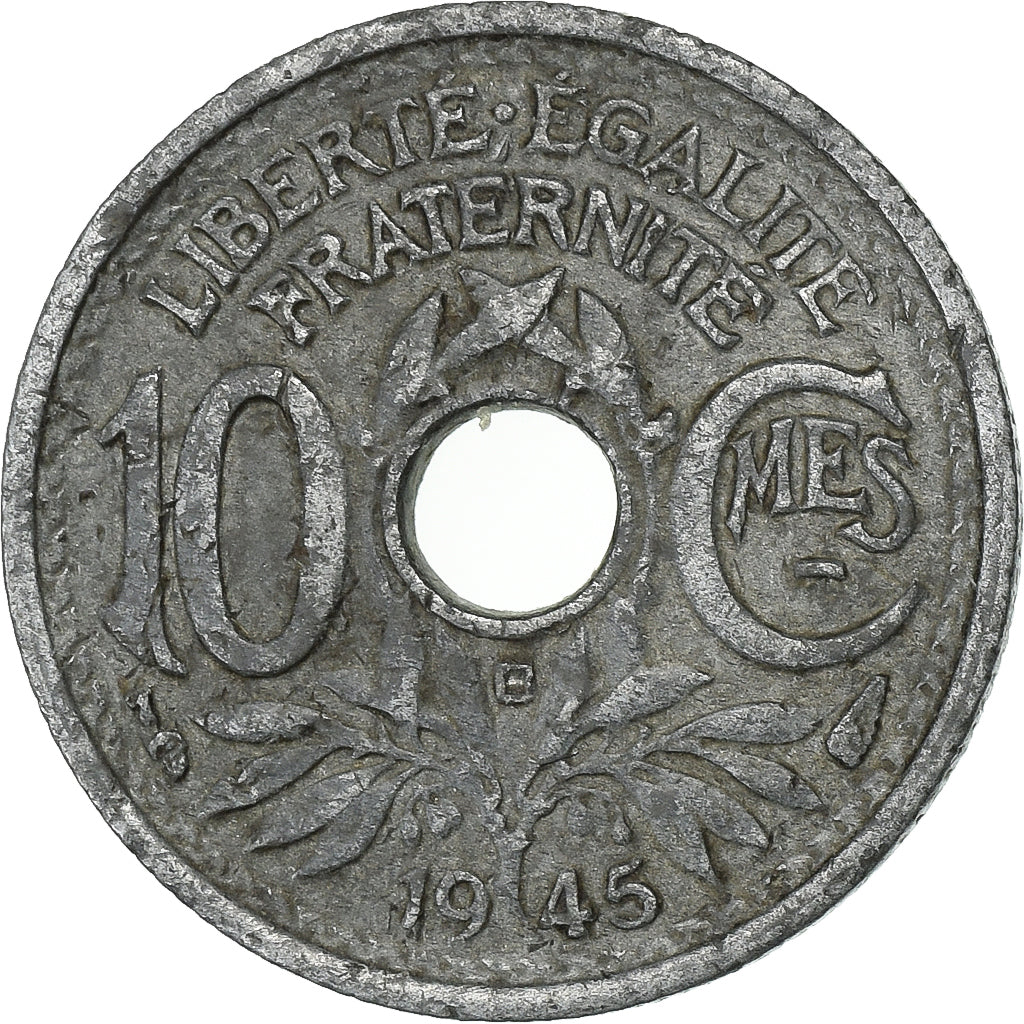 Frankrijk, 10 Centimes, Lindauer, 1945, Beaumont - Le Roger, Zinc, ZF