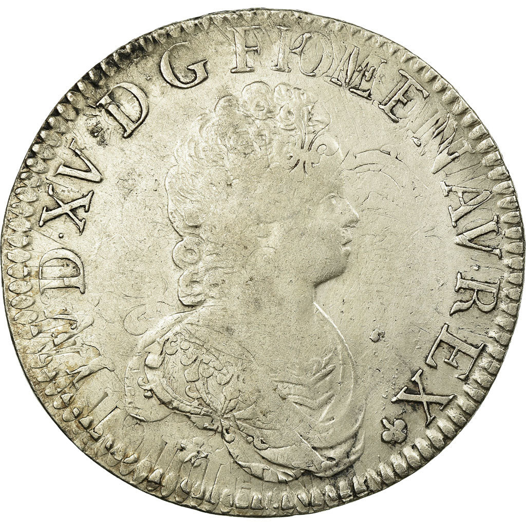 Francia, Louis XV, Ecu Vertugadin, 1716, Paris, Argento, MB+, Gadoury:317