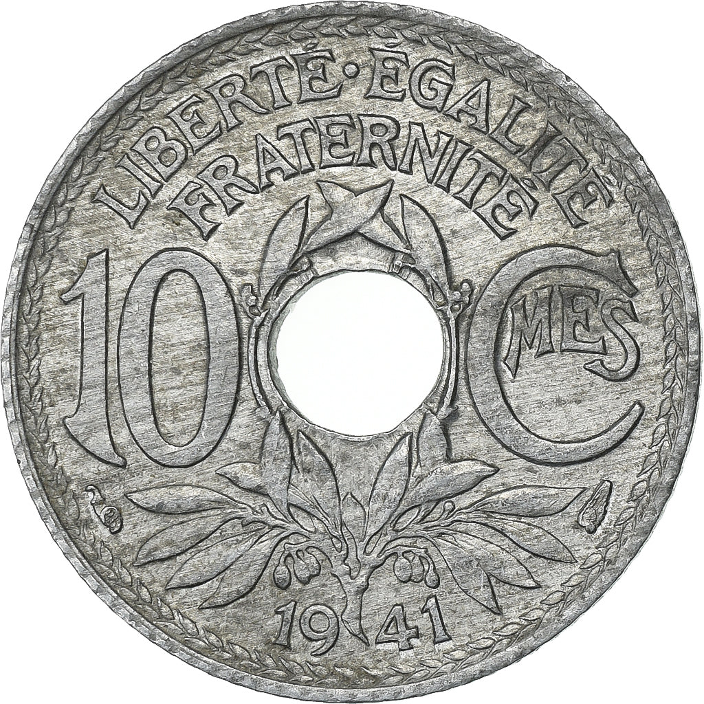 France, 10 Centimes, Lindauer, 1941, Paris, Zinc, EF(40-45), Gadoury:288a
