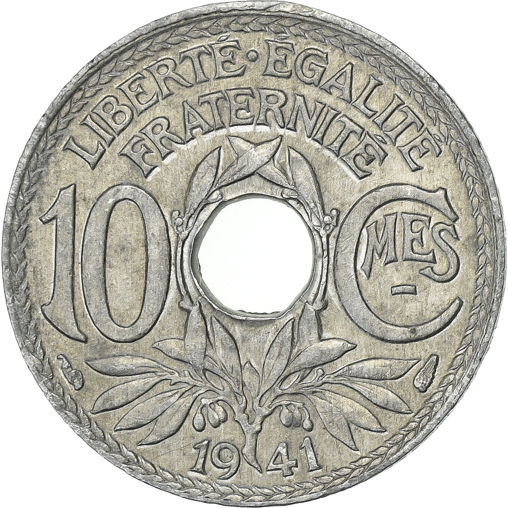 Frankreich, 10 Centimes, Lindauer, 1941, Paris, Zinc, SS, Gadoury:288b, KM:896