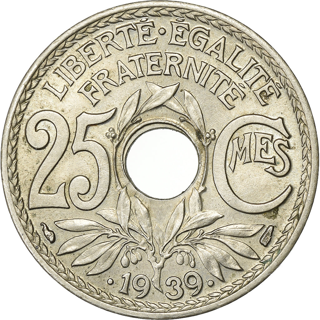 France, 25 Centimes, Lindauer, .1939., Paris, Nickel-Bronze, EF(40-45)