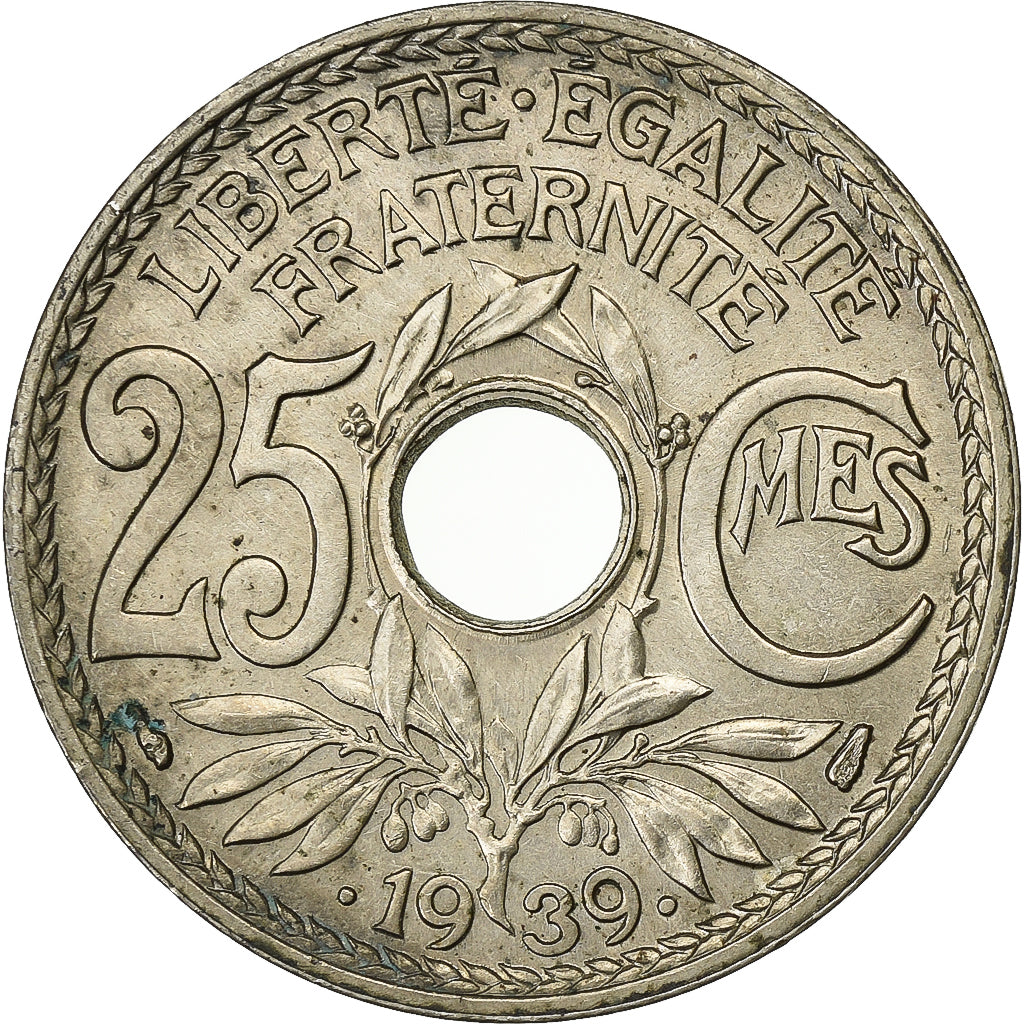 Francia, 25 Centimes, Lindauer, .1939., Paris, Nichel-bronzo, BB, Gadoury:381