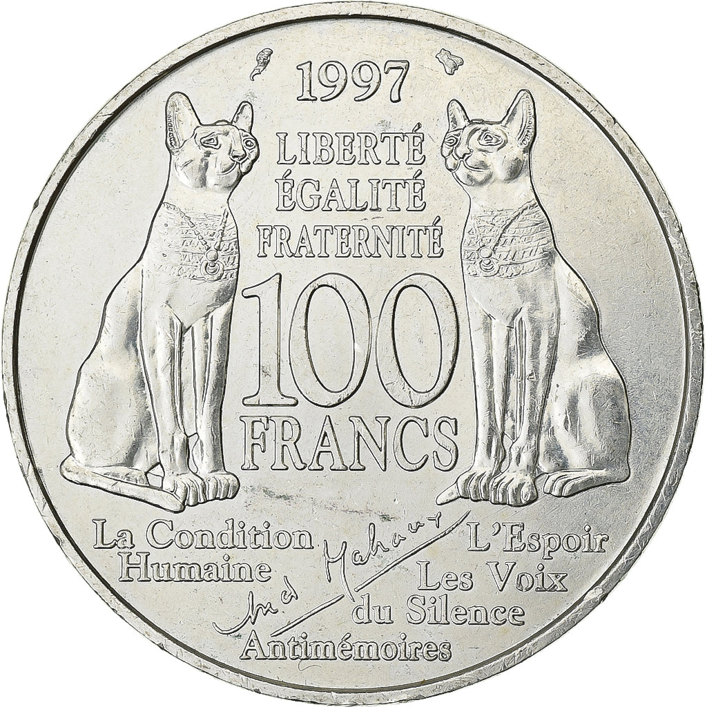 França, 100 Francs, André Malraux, 1997, Paris, Prata, AU(55-58), Gadoury:954
