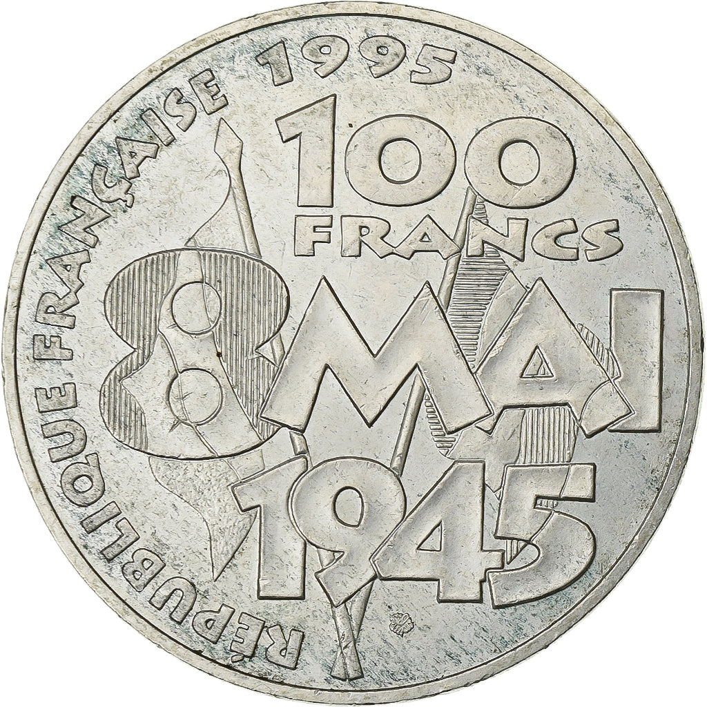 France, 100 Francs, 8 mai 1945, 1995, Silver, AU(55-58), Gadoury:952, KM:1116.1