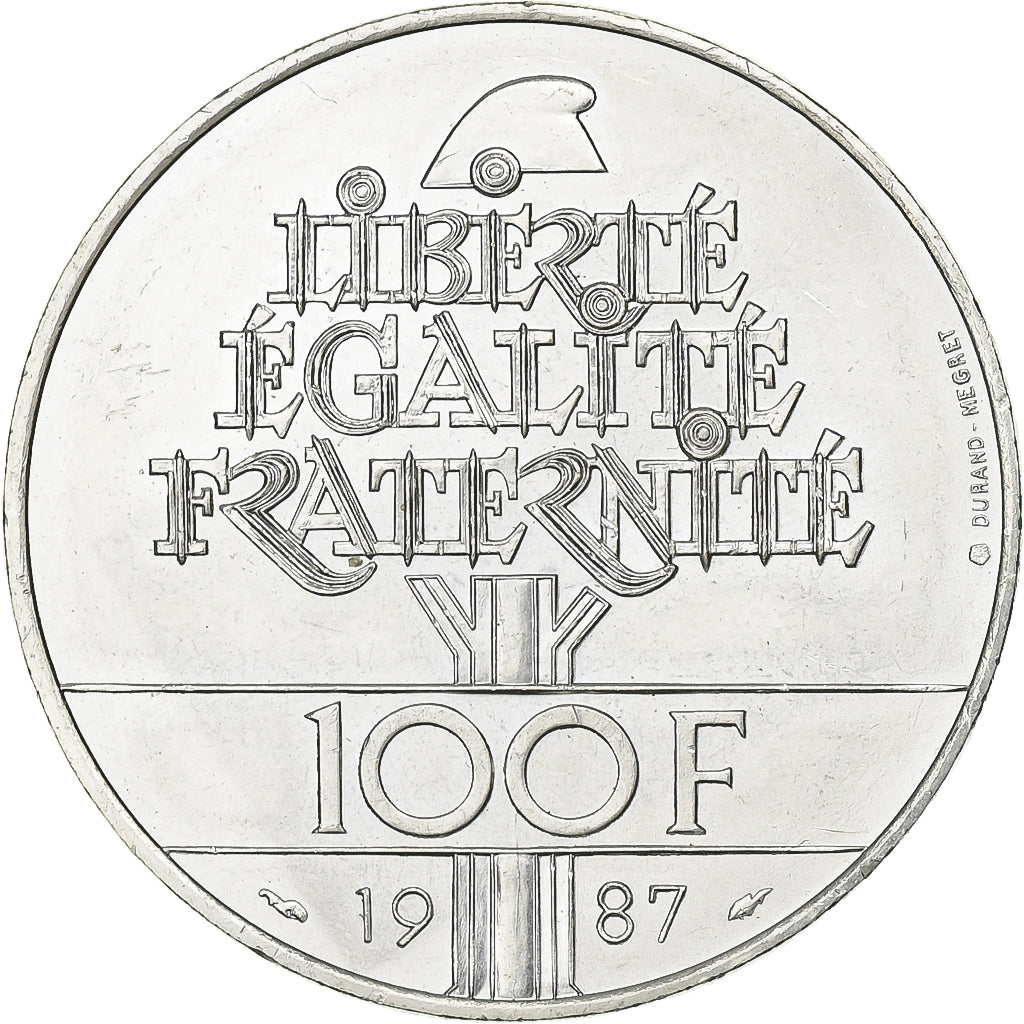France, 100 Francs, Lafayette, 1987, Paris, Silver, AU(55-58), Gadoury:902