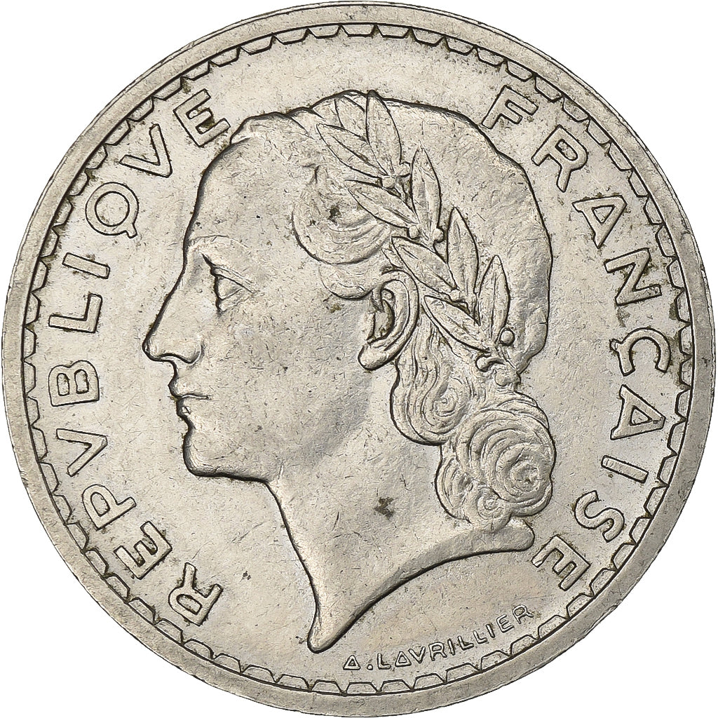 Frankreich, 5 Francs, Lavrillier, 1937, Paris, Nickel, SS+, Gadoury:760, KM:888