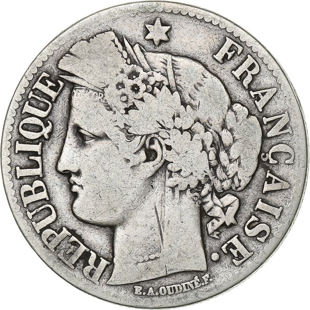 Frankreich, 2 Francs, Cérès, 1871, Paris, Large A, Silber, S+, Gadoury:530