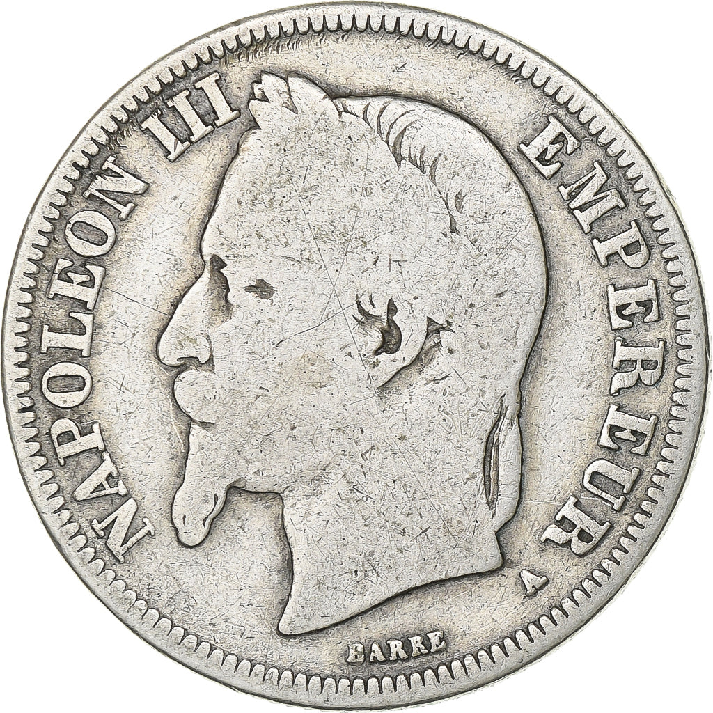 France, Napoleon III, 2 Francs, 1868, Paris, Silver, F(12-15), Gadoury:527