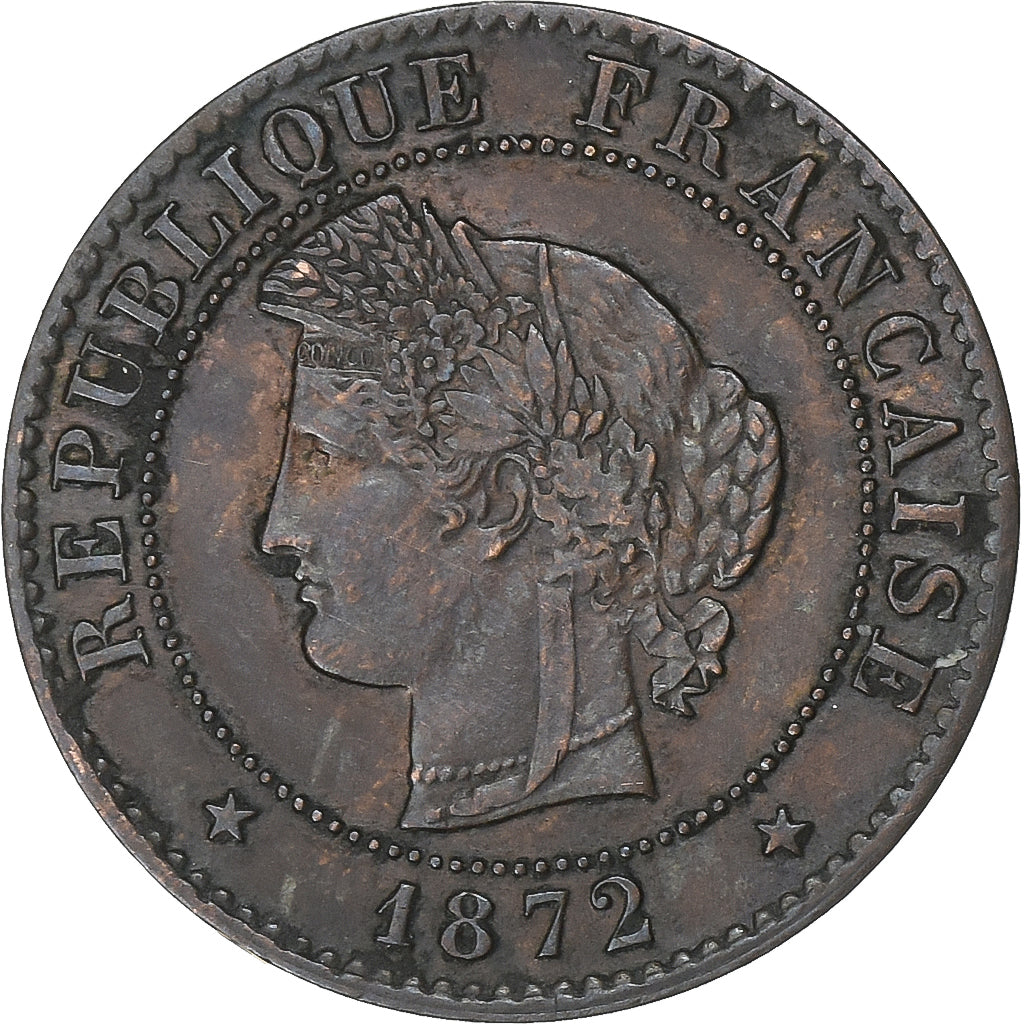 Francja, Centime, Cérès, 1872, Paris, ancre, Brązowy, AU(50-53), Gadoury:88