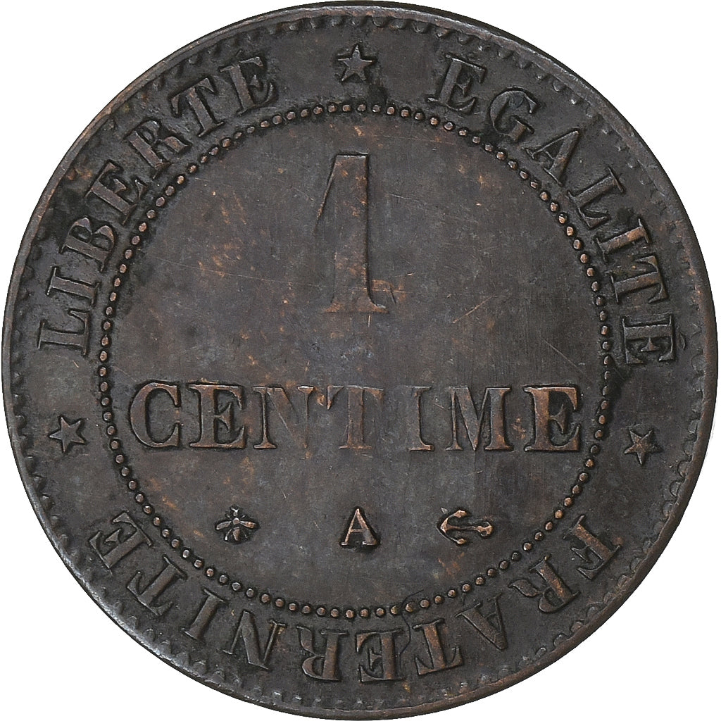 Francja, Centime, Cérès, 1872, Paris, ancre, Brązowy, AU(50-53), Gadoury:88
