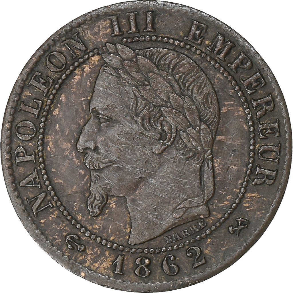 Frankrijk, Napoleon III, Centime, 1862, Bordeaux, Bronzen, ZF+, Gadoury:87