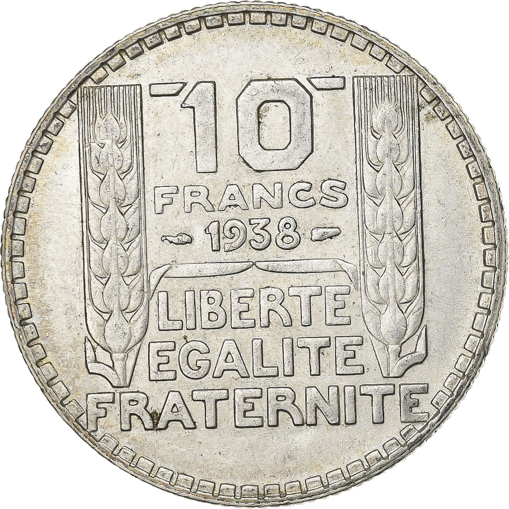 França, 10 Francs, Turin, 1938, Paris, Prata, AU(55-58), Gadoury:801, KM:878