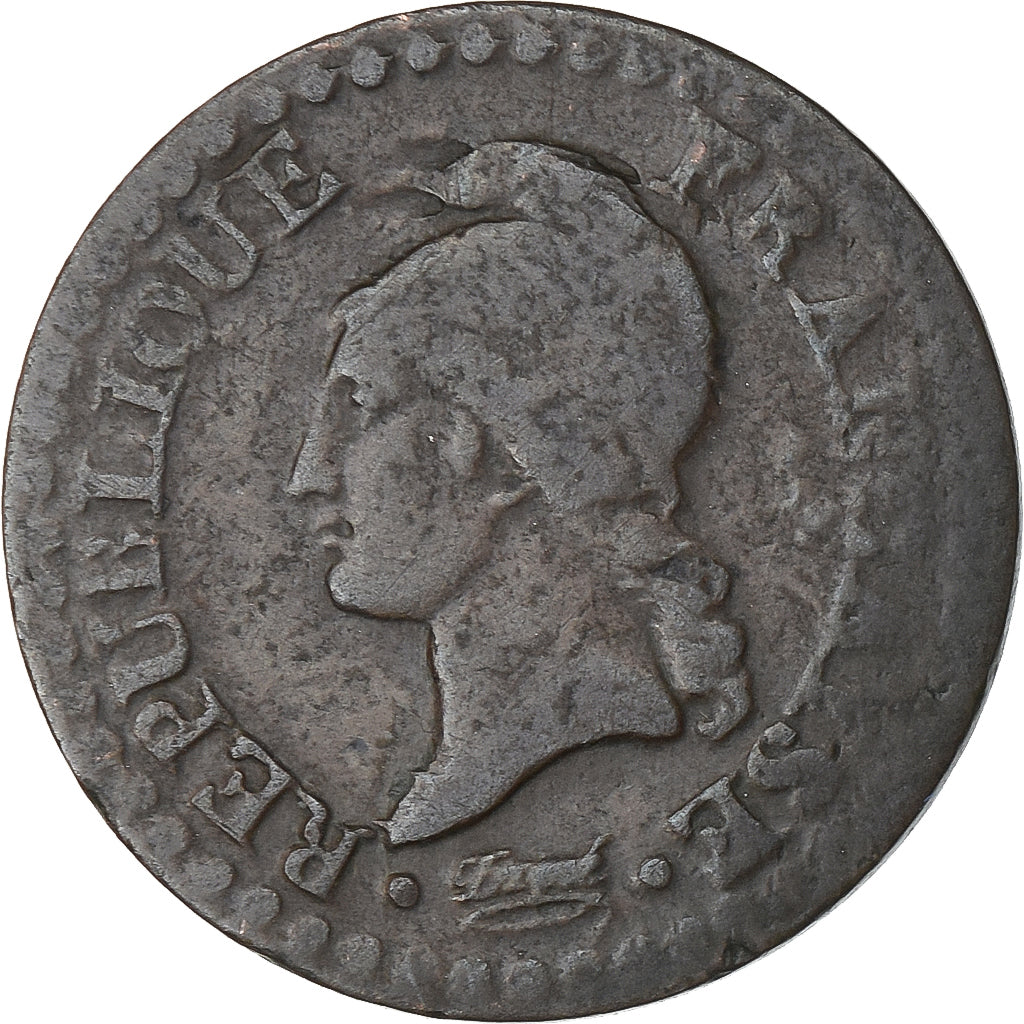 Francja, Centime, Dupré, AN 7 (1798-1799), Paris, Brązowy, VF(30-35)