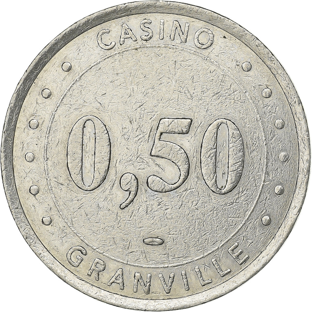 França, Token, Casino de Granville, 50 Centimes de Franc, Cobre-níquel