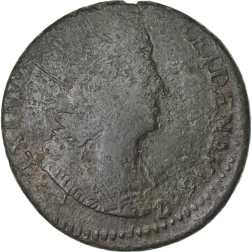 Francja, Louis XIV, Liard de France, 1697, Paris, Miedź, VG(8-10), Gadoury:81