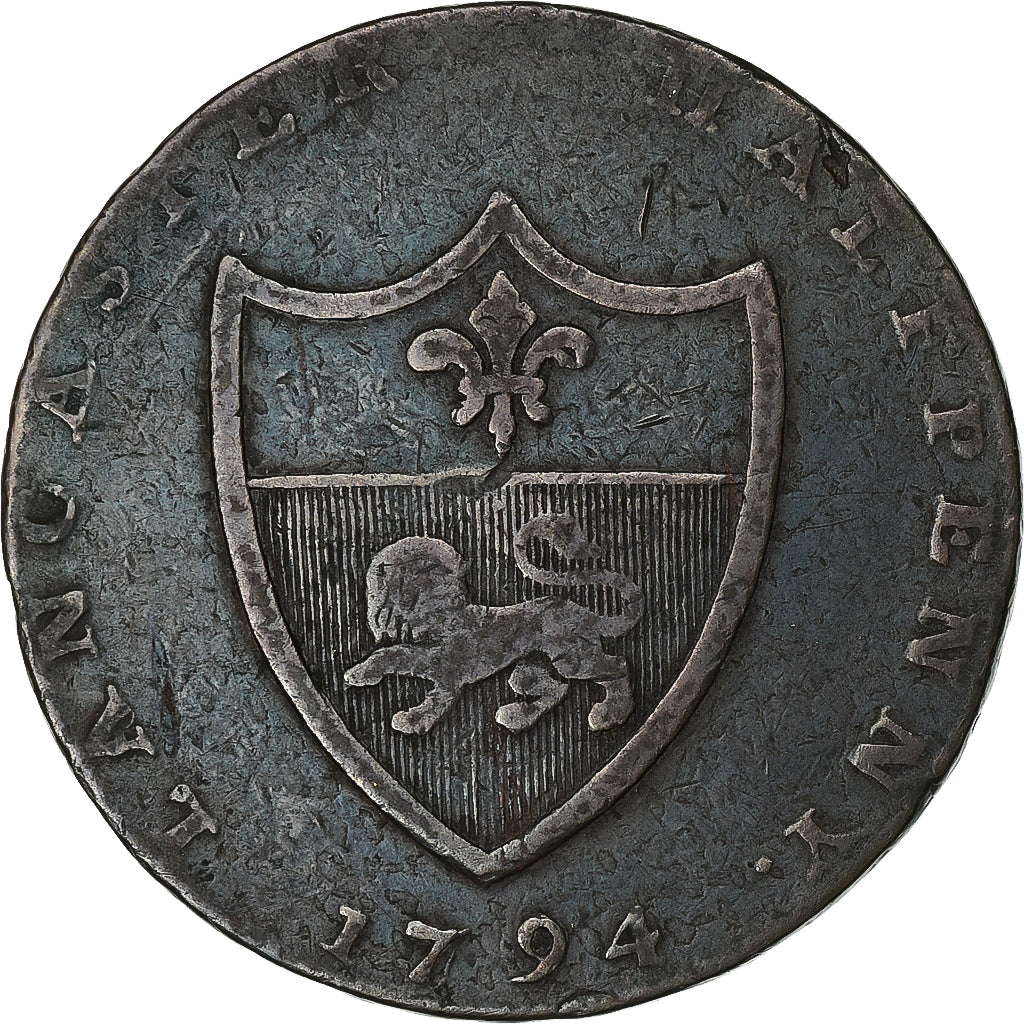 Gran Bretaña, Halfpenny Token, 1794, Lancaster, Cobre, BC+
