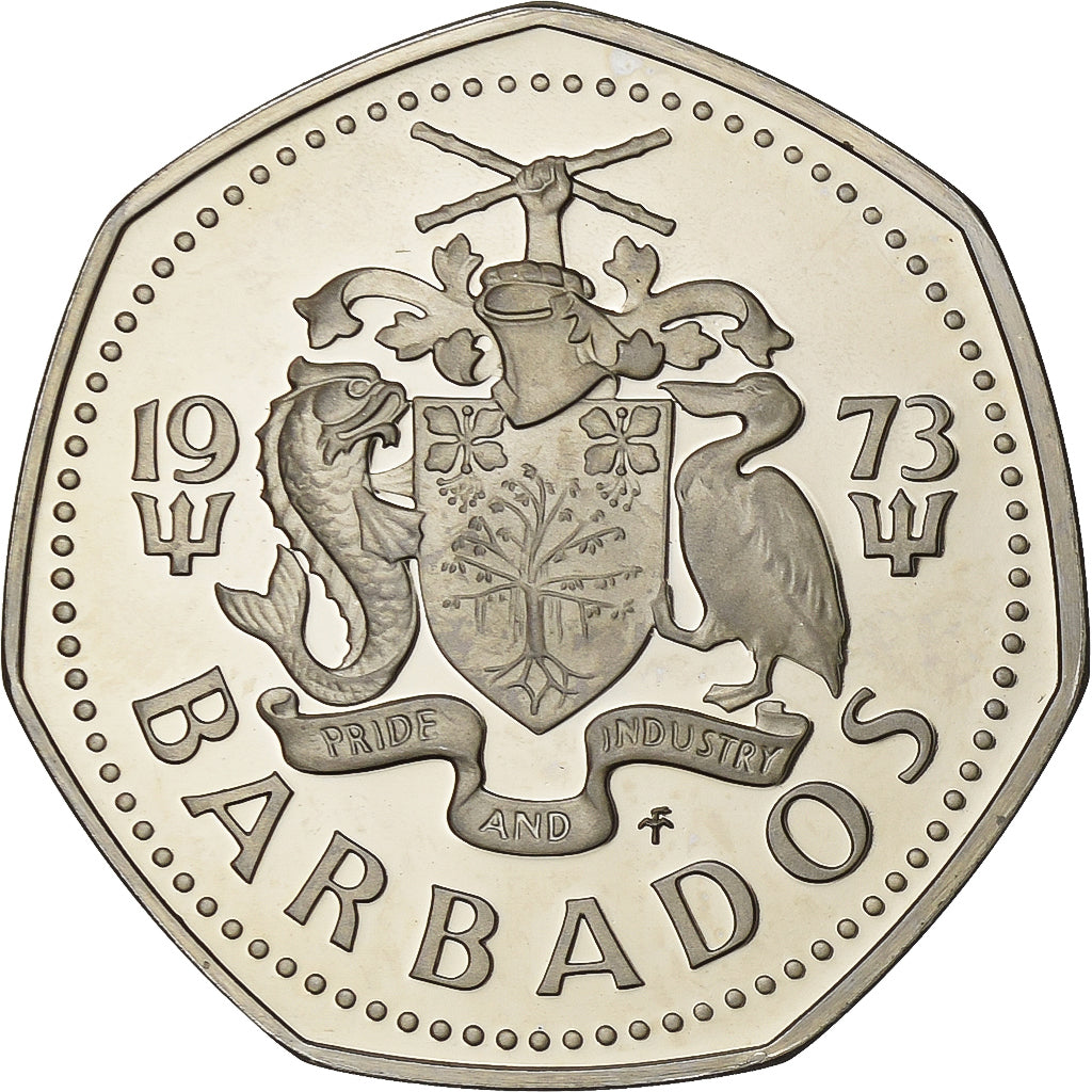Barbados, Dollar, 1973, Franklin Mint, BE, Cobre - níquel, FDC, KM:14.1