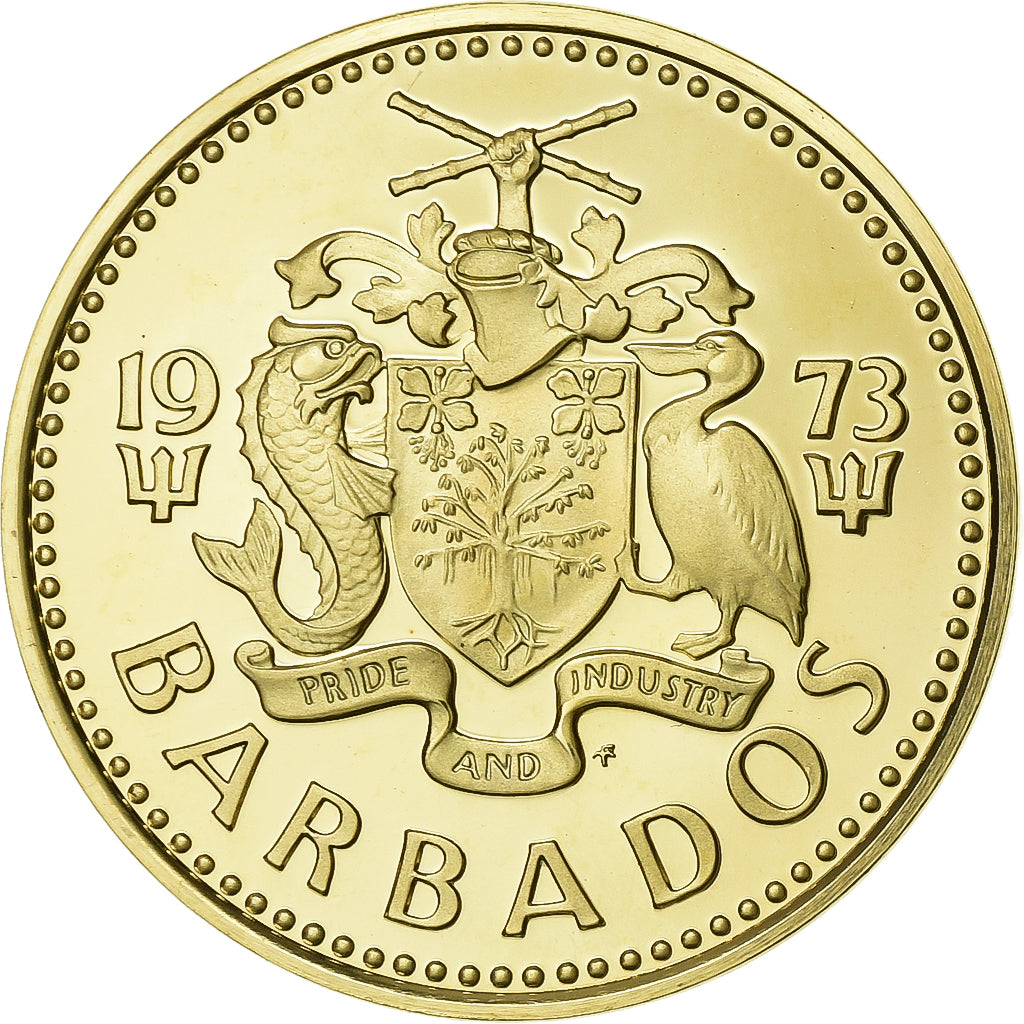 Barbados, 5 Cents, 1973, Franklin Mint, BE, Latón, FDC, KM:11