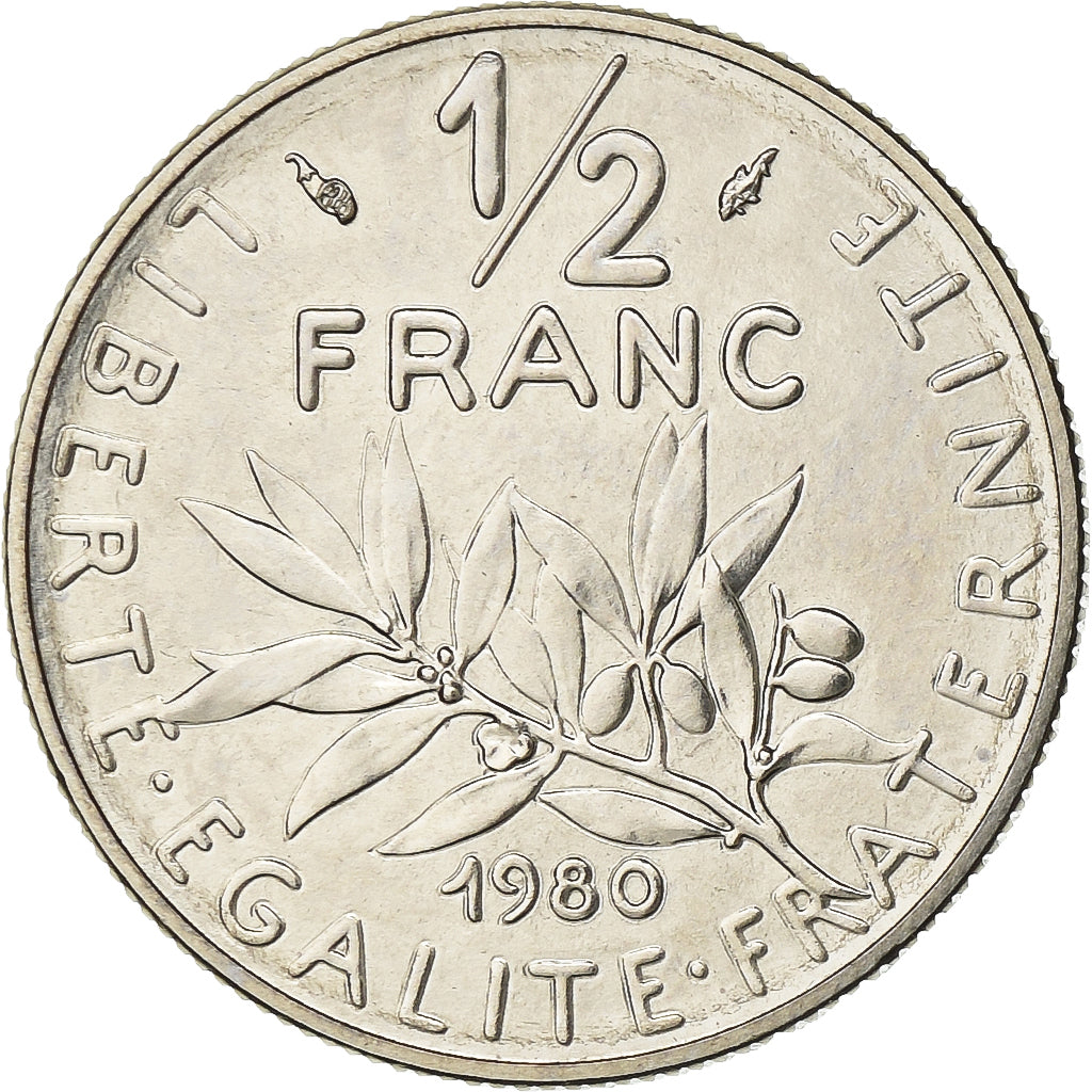 France, 1/2 Franc, Semeuse, 1980, Paris, Nickel, FDC, Gadoury:429, KM:931.1
