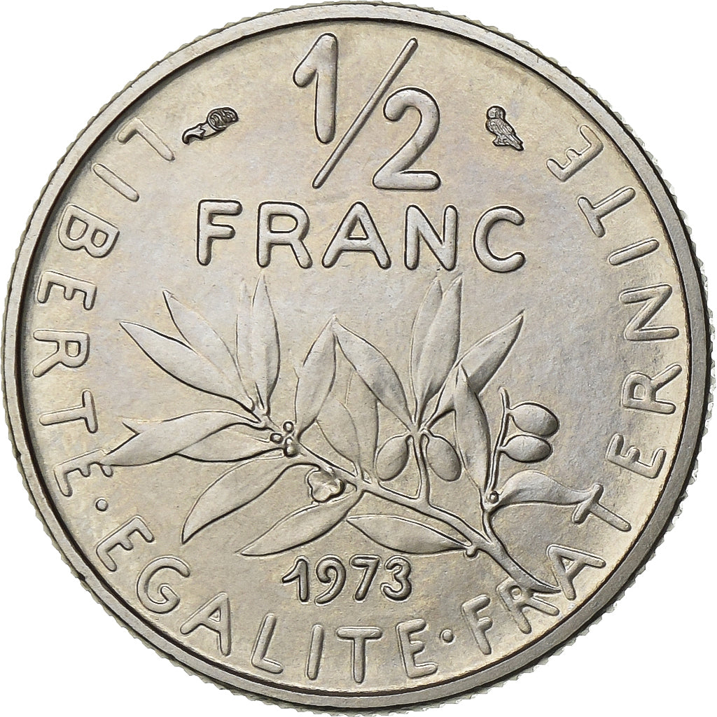 France, 1/2 Franc, Semeuse, 1973, Paris, Chouette, Nickel, FDC, Gadoury:429