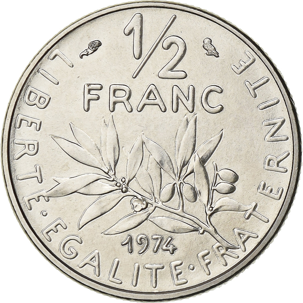 France, 1/2 Franc, Semeuse, 1974, Paris, Chouette, Nickel, FDC, Gadoury:429