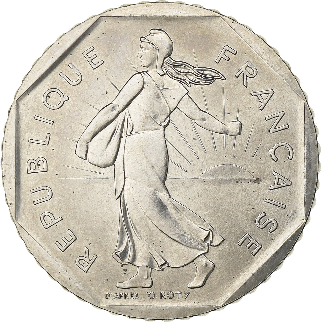 França, 2 Francs, Semeuse, 1980, Paris, Níquel, MS(65-70), Gadoury:547