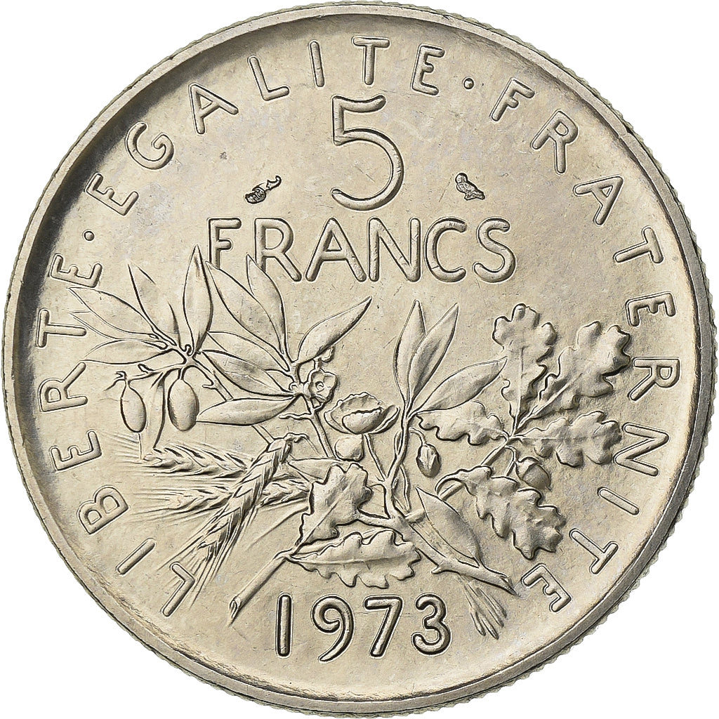 France, 5 Francs, Semeuse, 1973, Paris, Chouette, Nickel Clad Copper-Nickel