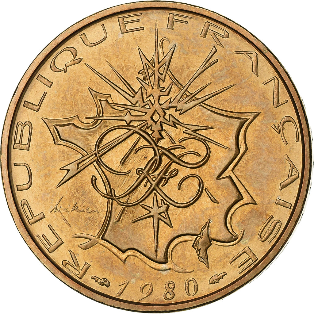 França, 10 Francs, Mathieu, 1980, Paris, Tranche B, Níquel-Latão, MS(65-70)