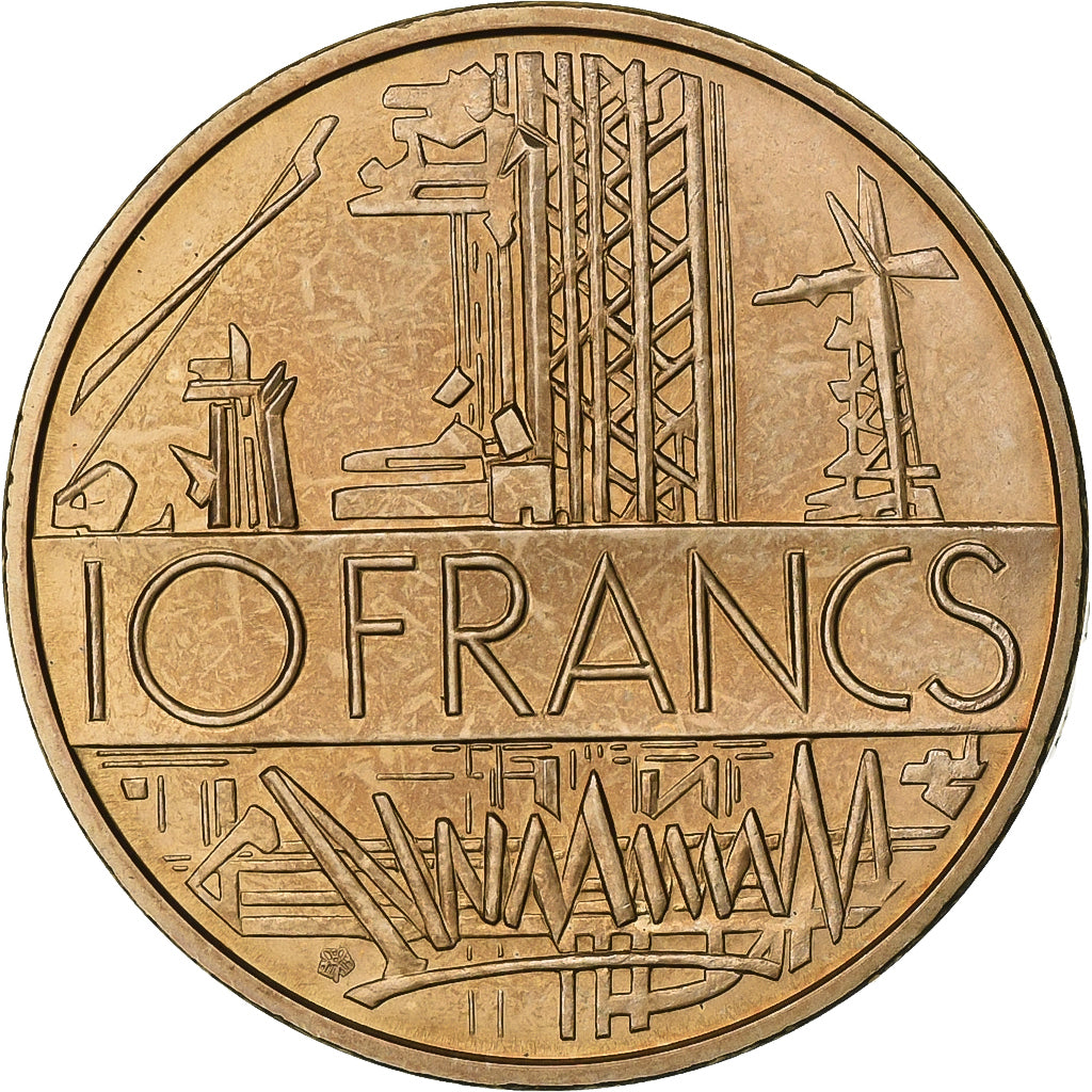 França, 10 Francs, Mathieu, 1980, Paris, Tranche B, Níquel-Latão, MS(65-70)
