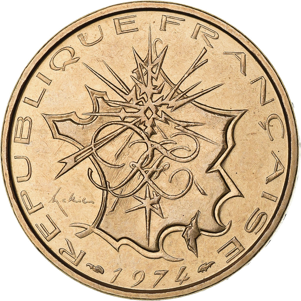 França, 10 Francs, Mathieu, 1974, Paris, Tranche B, Níquel-Latão, MS(65-70)