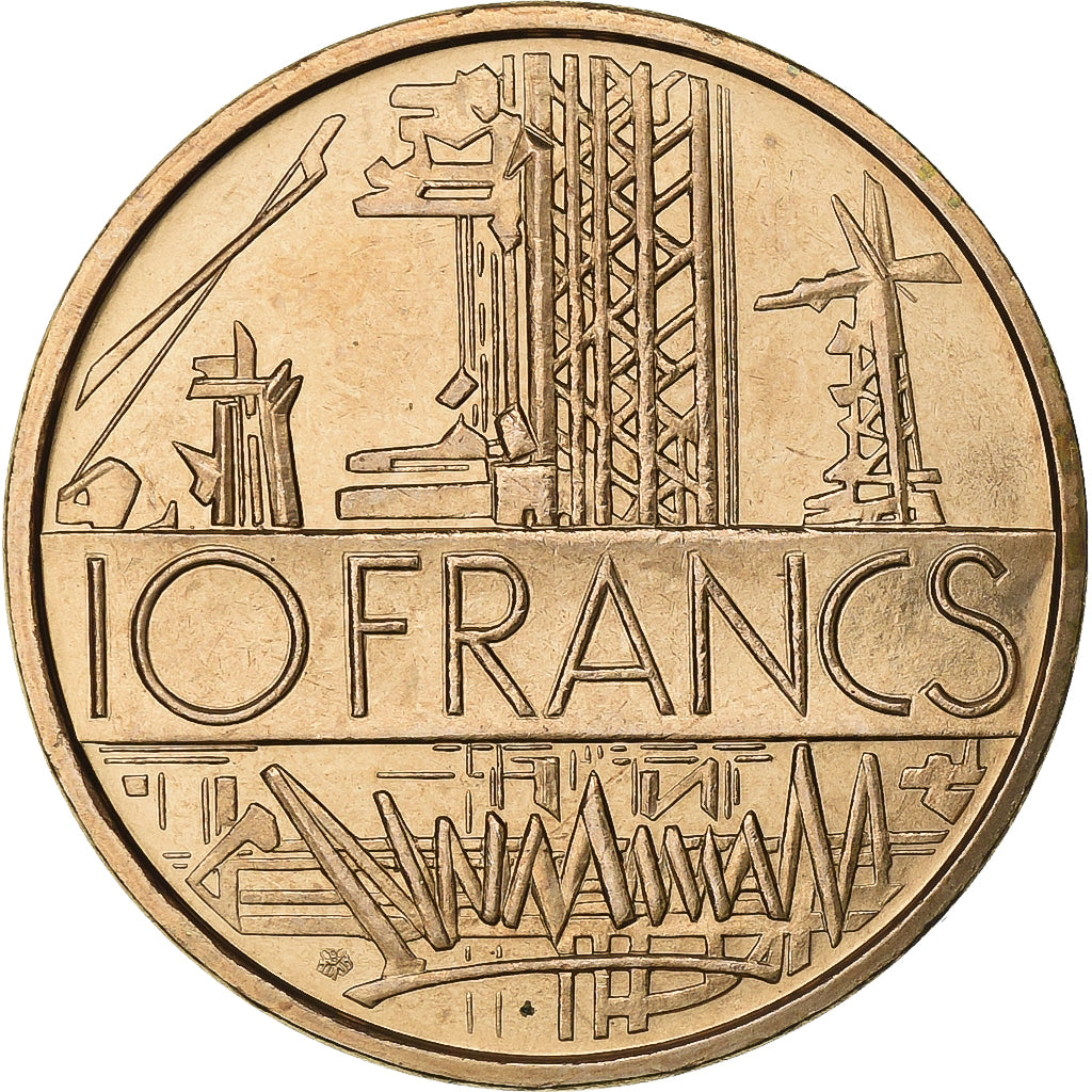 França, 10 Francs, Mathieu, 1974, Paris, Tranche B, Níquel-Latão, MS(65-70)