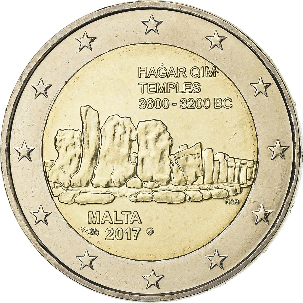 Malta, 2 Euro, temples malta Hagar Qim, 2017, Bi-Metallic, MS(65-70)
