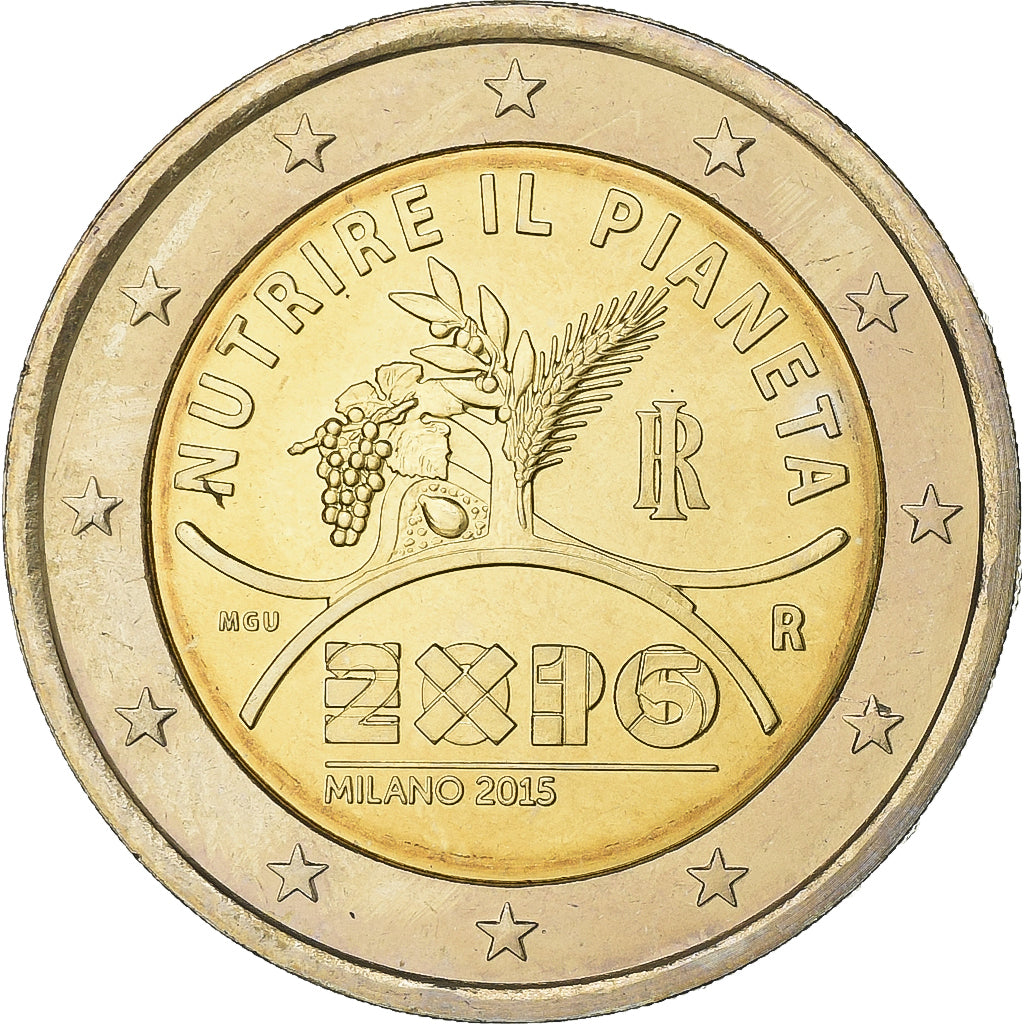 Italy, 2 Euro, Expo Milano, 2015, Rome, Bi-Metallic, MS(65-70)
