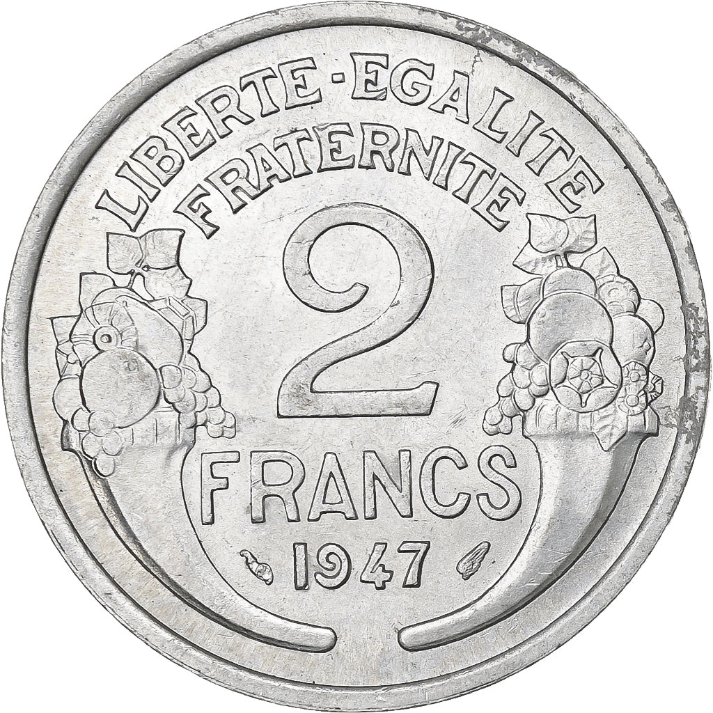 Francia, 2 Francs, Morlon, 1947, Paris, Alluminio, BB+, Gadoury:538b, KM:886a.1
