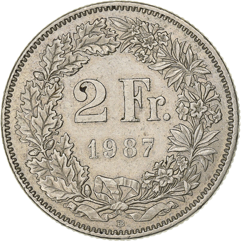 Schweiz, 2 Francs, 1987, Bern, Kupfer-Nickel, SS+, KM:21a.3