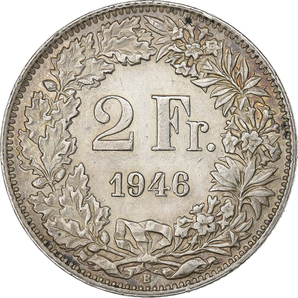 Switzerland, 2 Francs, 1946, Bern, Silver, AU(50-53), KM:21