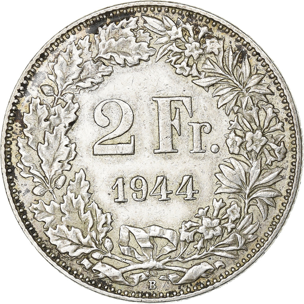 Switzerland, 2 Francs, 1944, Bern, Silver, AU(50-53), KM:21